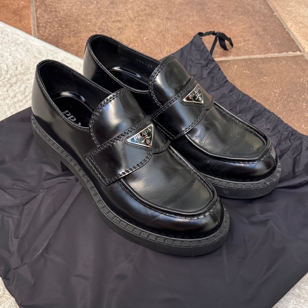 Prada Black Leather Loafers